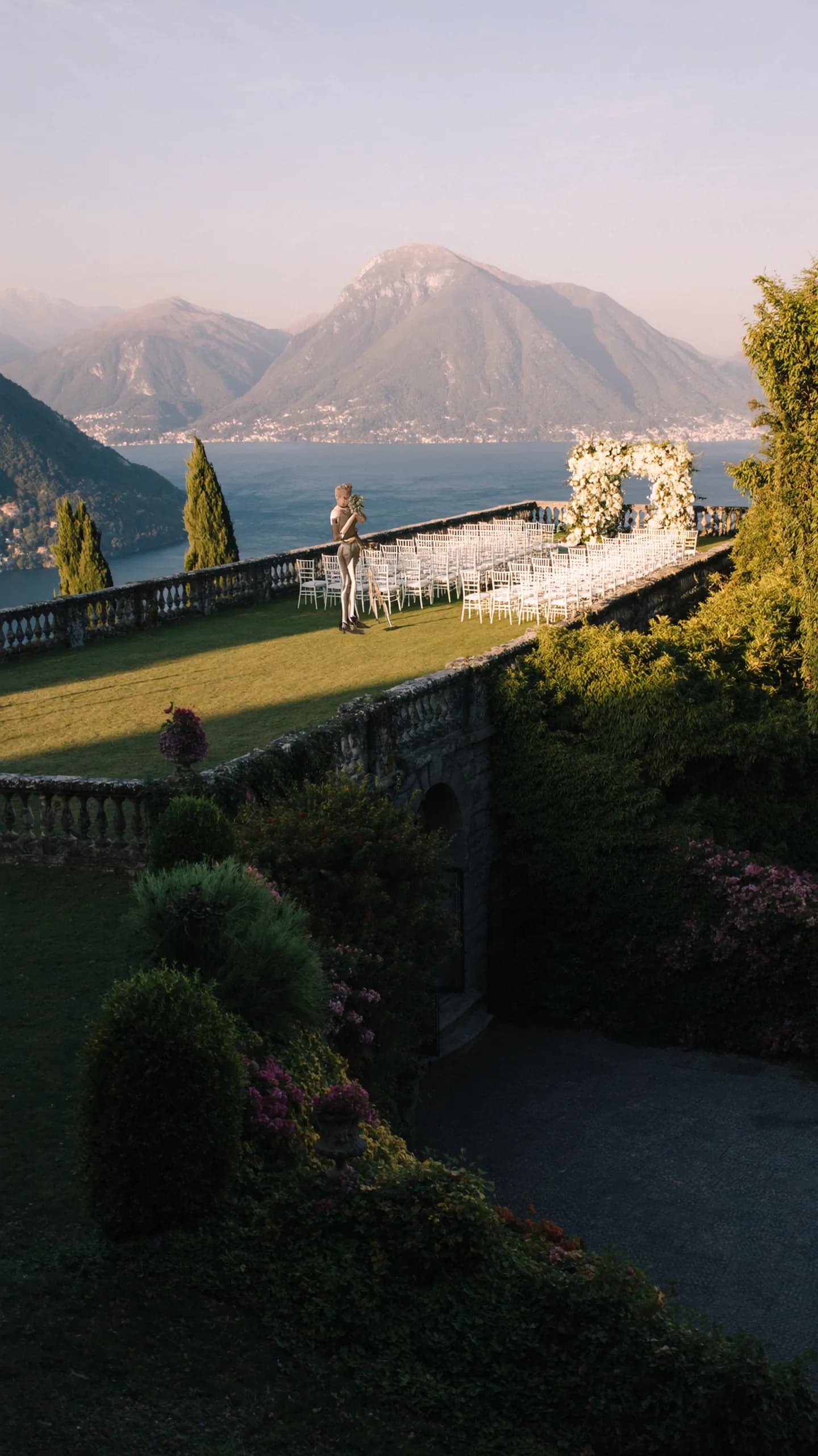 A terrace ceremony above Lake Como